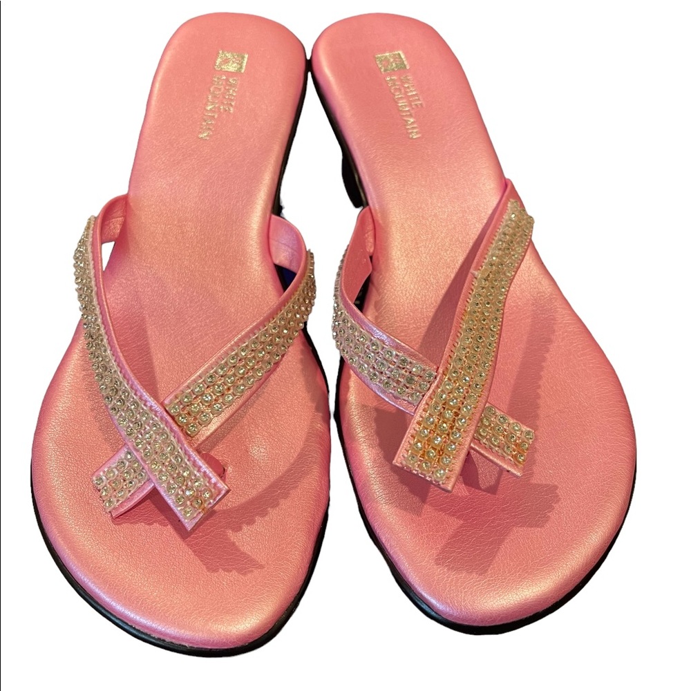 WHITE MOUNTAIN Georgette Pink Ribbon Heels